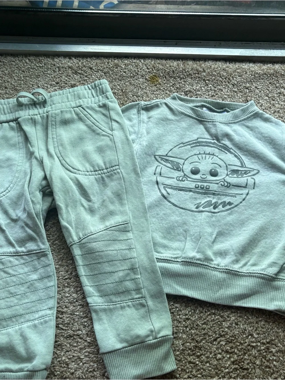 Star Wars Kids Mint Green Jogger Set with Baby Yoda Graphic